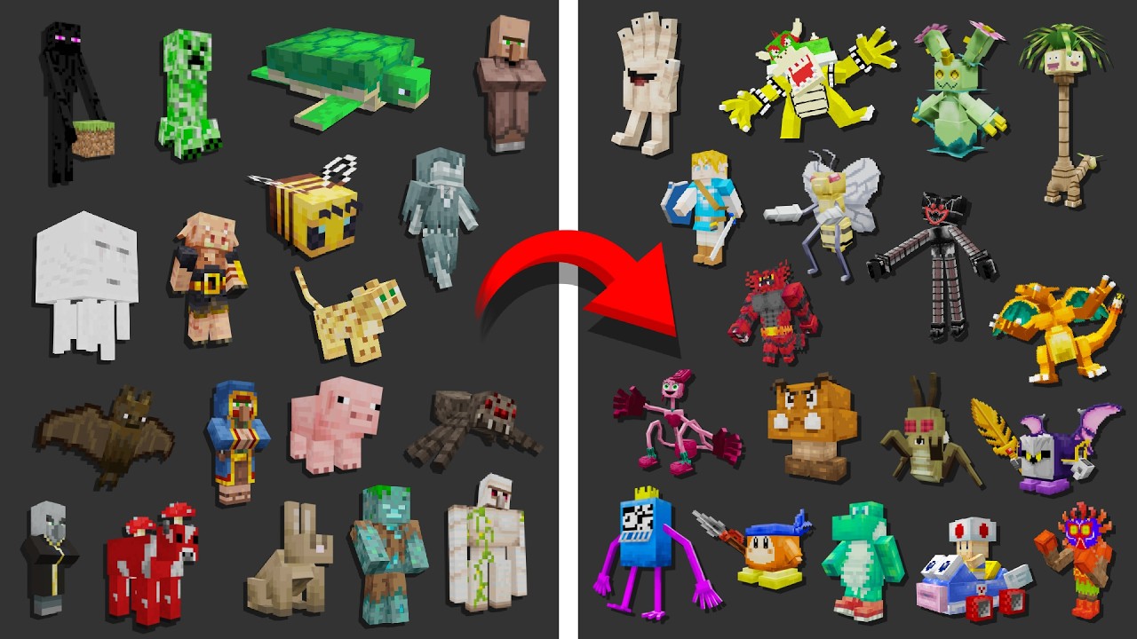 I Remade Every Mob into Video Game Characters in Minecraft