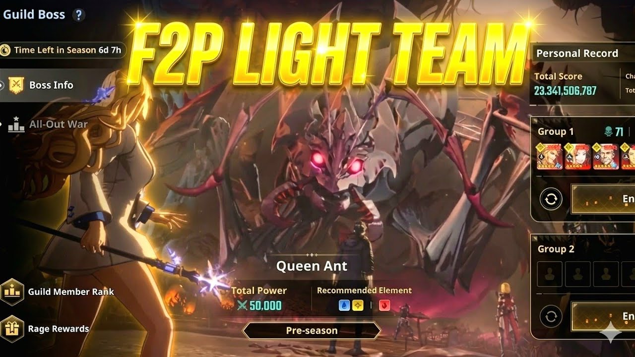F2P GUILD BOSS WITH NO FRIEREN & NO AKARI LIGHT BUDGET TEAM - [Solo Leveling Arise]