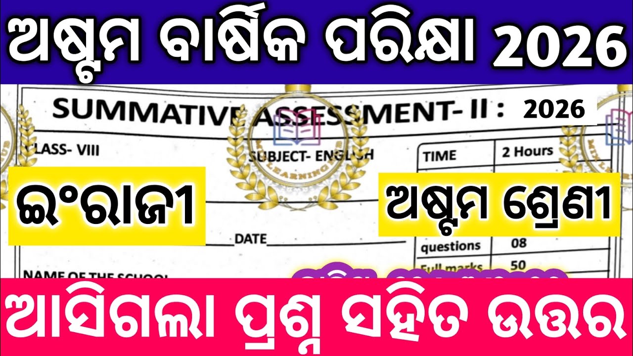 8th class annual exam 2026 english question paper/class8 annual exam english question paper 2026