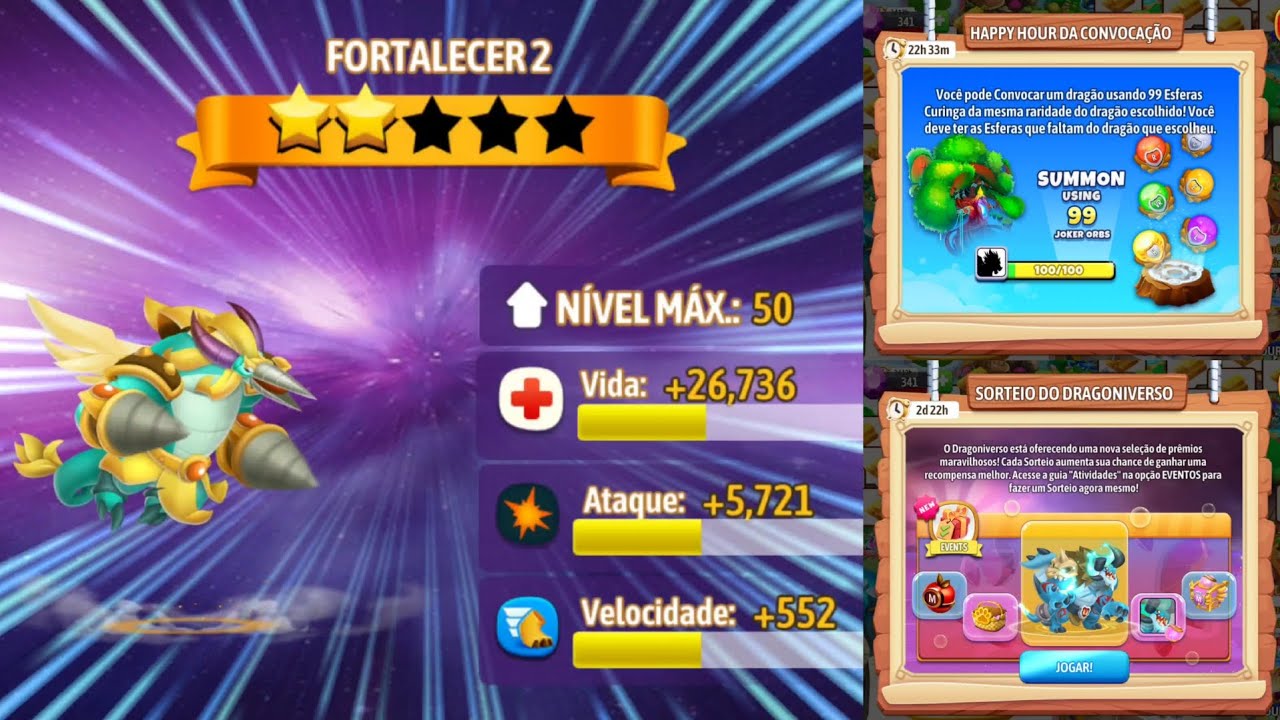 Dragon City - Feliz Convocar, Sorteio Dragoniverso e Fortaleci 2ª Estrela do Dragão Fura-flor
