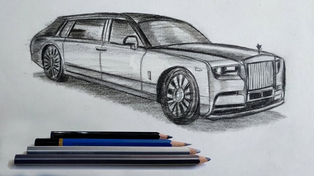 How to Draw Rolls Royce Phantoms 2020 Step by Step (Very Easy)