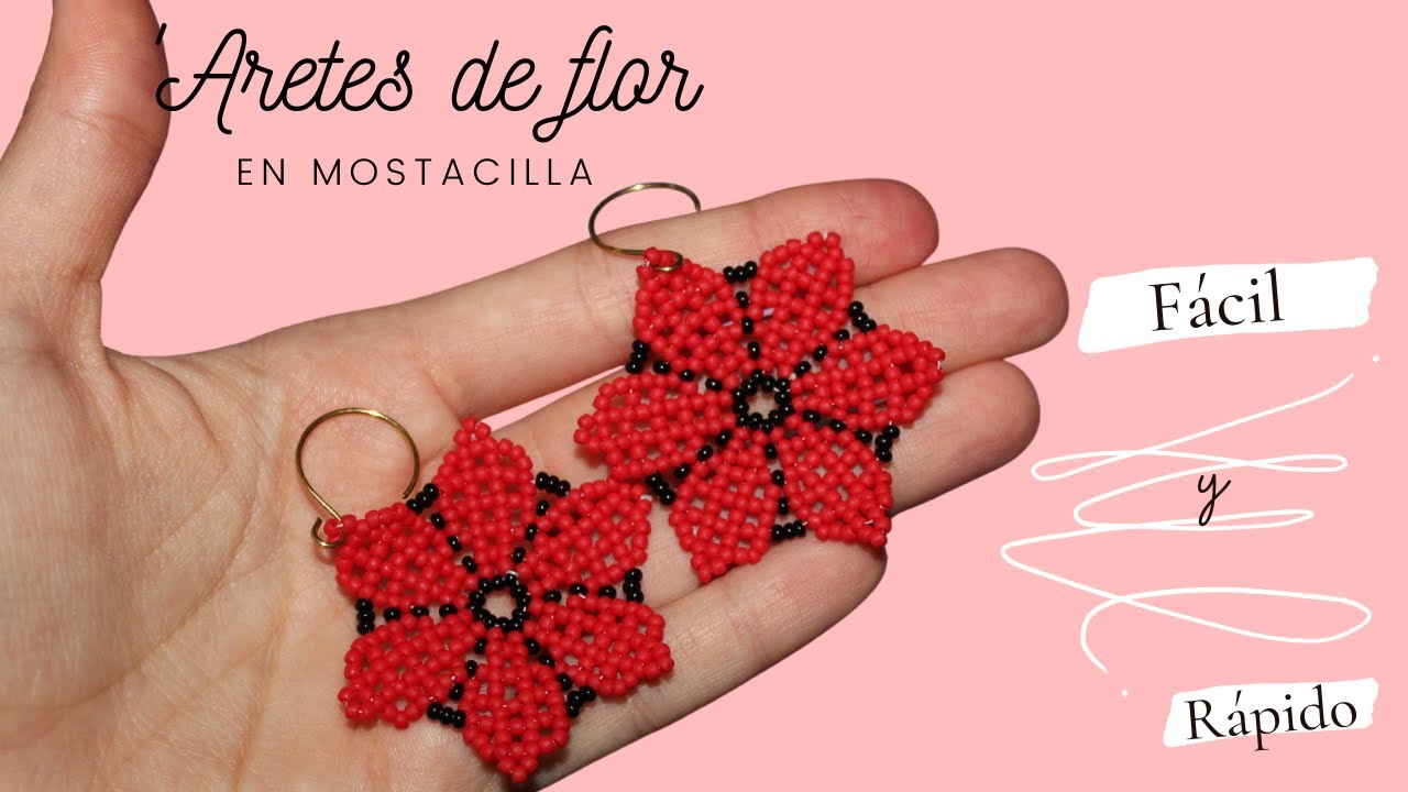TUTORIAL ARETES DE FLOR EN MOSTACILLA / FACIL Y RAPIDO
