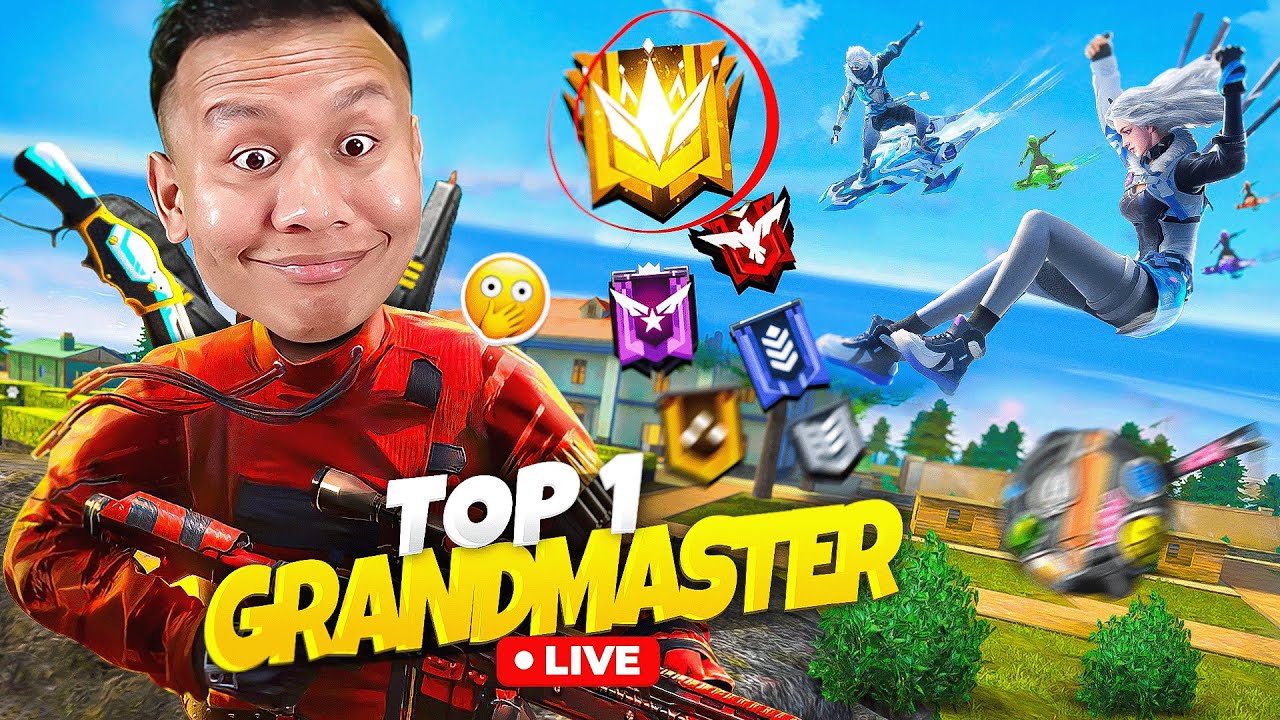 45000+ Rank Score Top 1 Grandmaster Live Rank Push V Badge Youtubers 😱 Tonde Gamer  #freefire #live