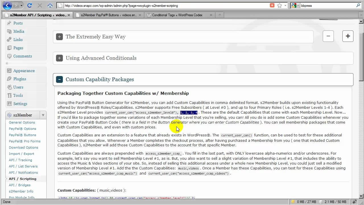s2Member ( Custom Capabilities [1] )
