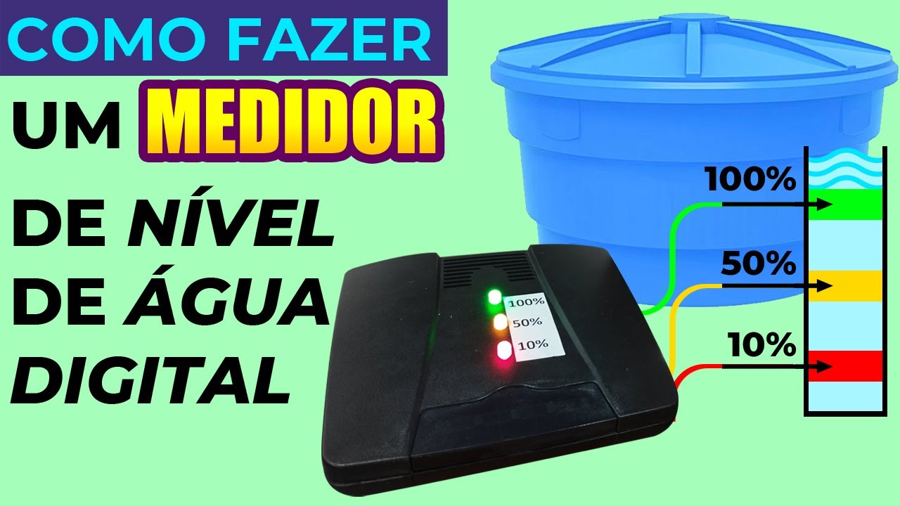 COMO FAZER UM MEDIDOR DE NIVEL DE AGUA DIGITAL | Medidor de nível de agua caseiro fácil de fazer