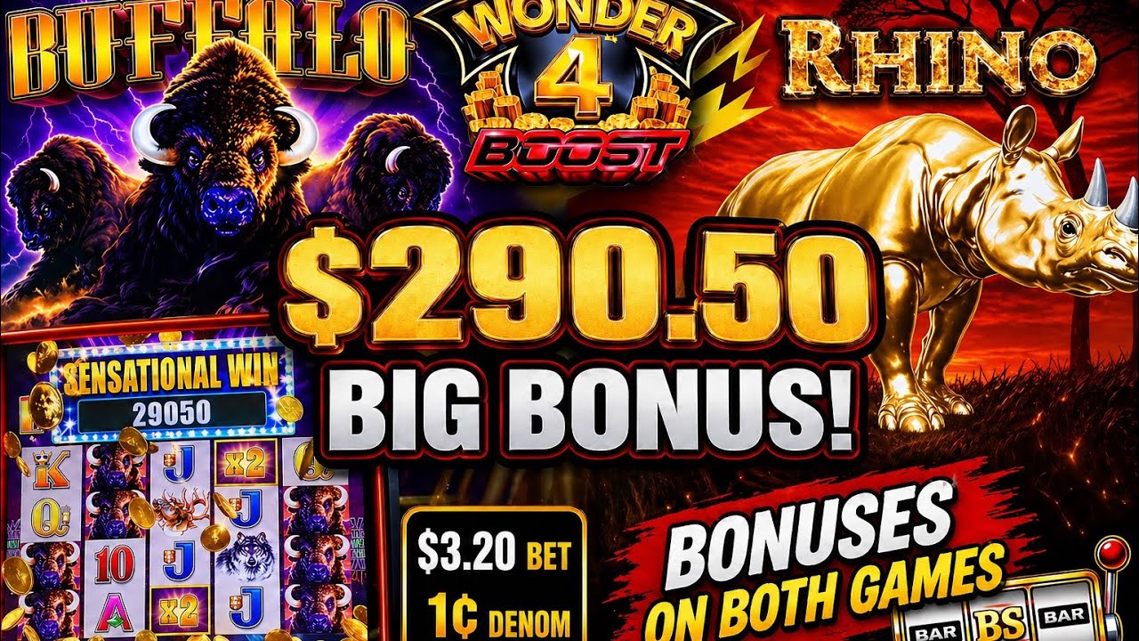 👉 $290.50 BUFFALO BONUS! 🦬 Wonder 4 Boost BIG WIN (1&cent; Denom) Casino slot games 