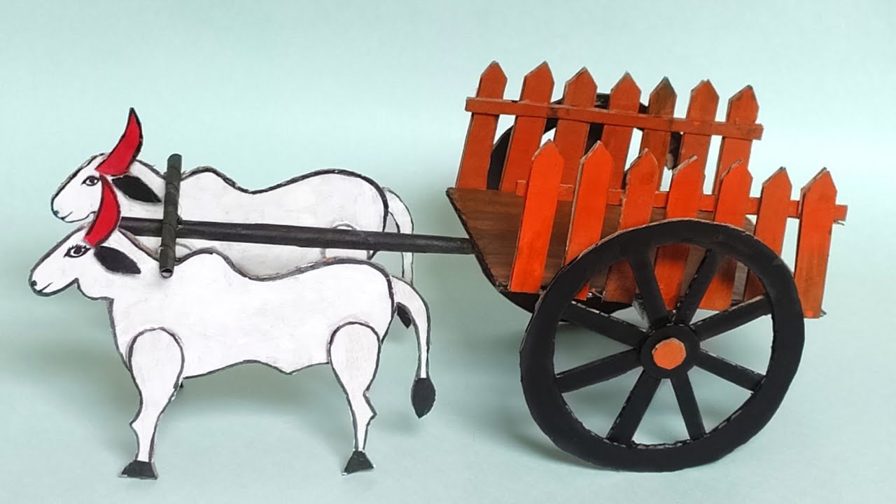 DIY - Bullock Cart making with cardboard | crafts with cardboard | cardboard craft ideas