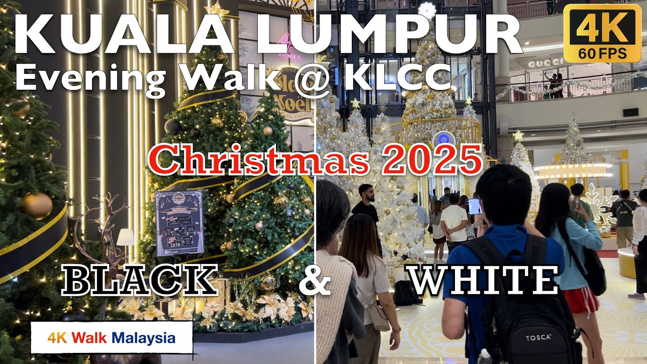 KUALA LUMPUR | EVENING WALK @ KLCC / KUALA LUMPUR CITY CENTRE | CHRISTMAS 2025 - BLACK & WHITE | 🇲🇾