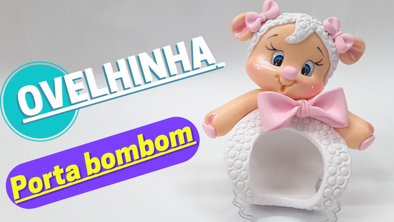 Lembrancinha para Páscoa Ovelhinha porta bombom em biscuit