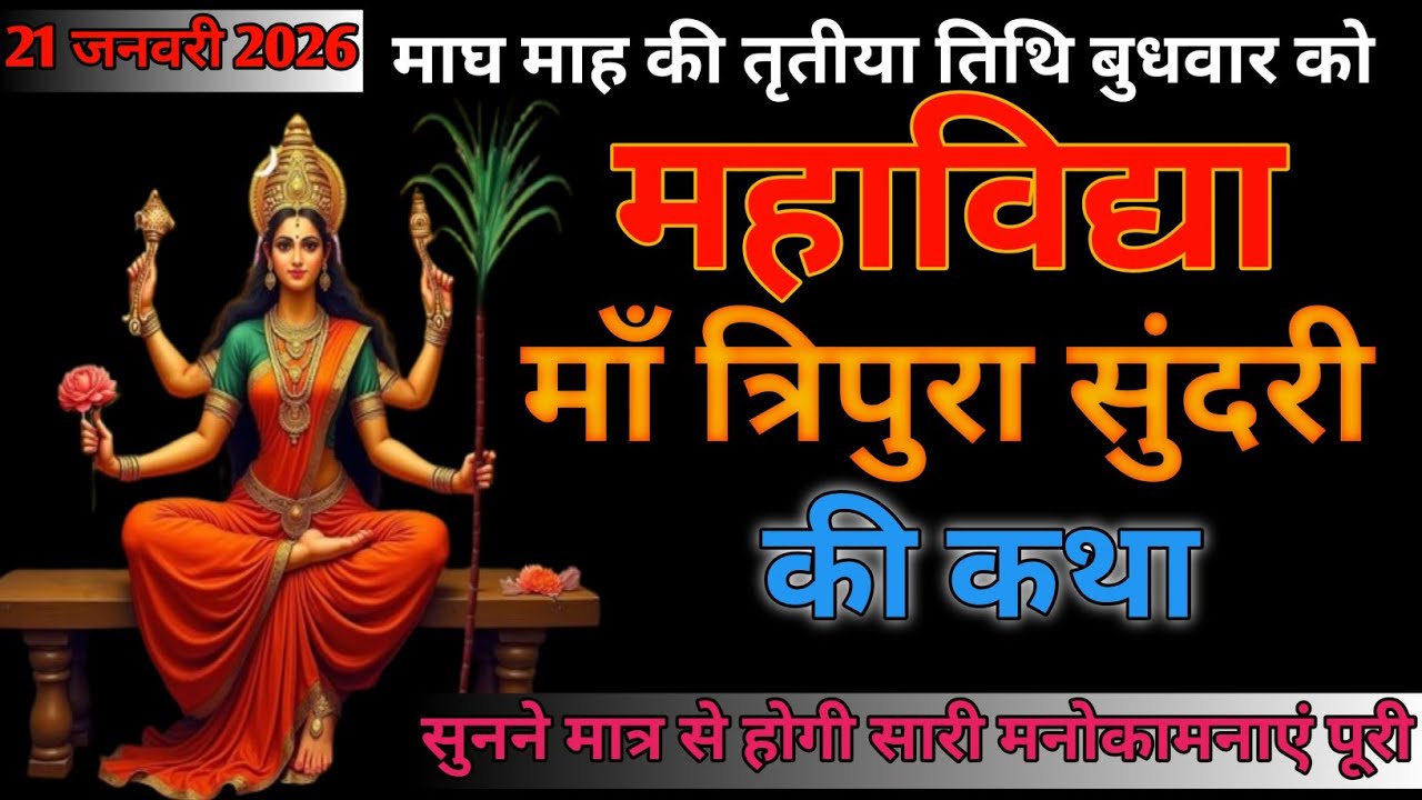 21 जनवरी 2026 | माघ गुप्त नवरात्रि तृतीया | मां त्रिपुर सुन्दरी की कथा, मंत्र व महिमा | Day 3