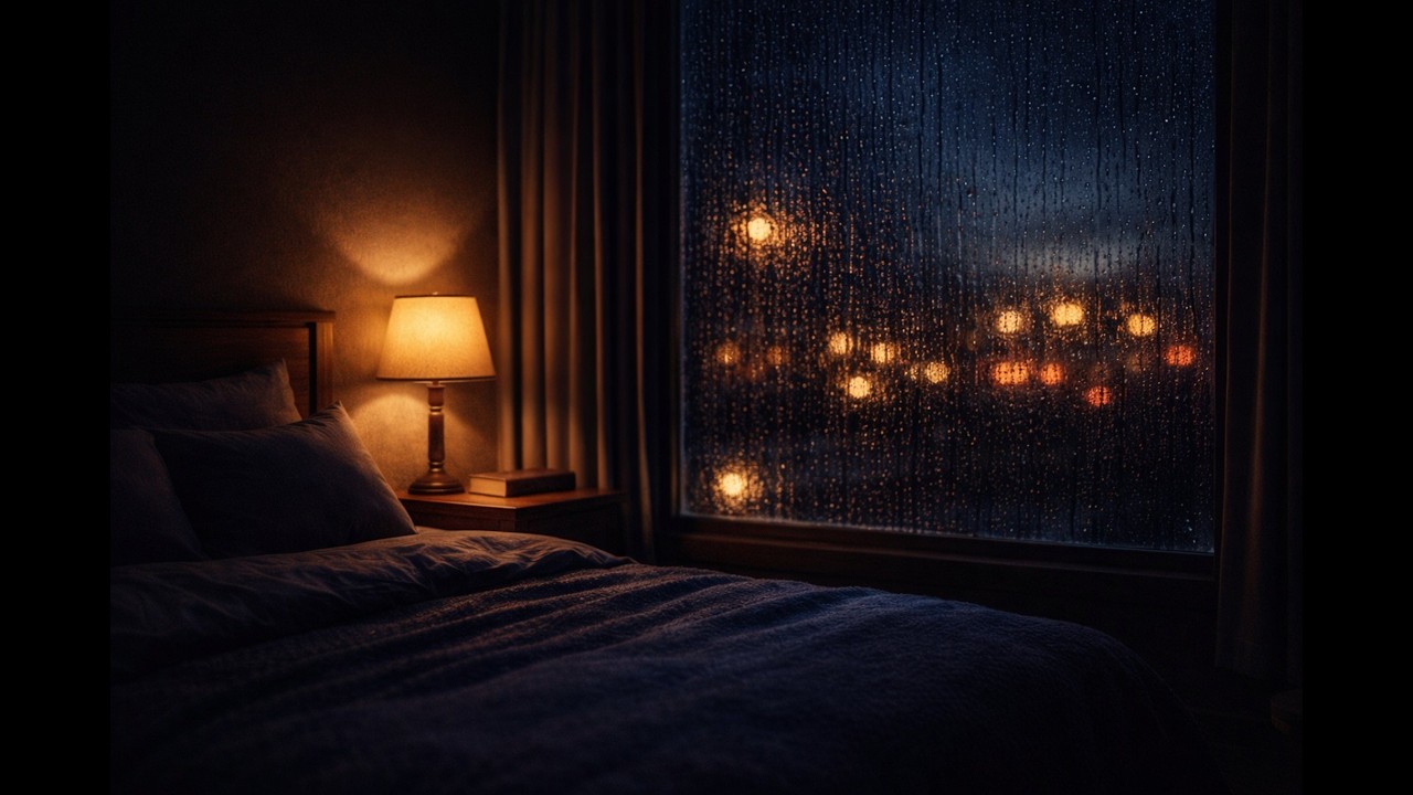 Rainy Night Bedroom 🌙 Soft Rain Sounds for Sleep & Relaxation | Soft Evening