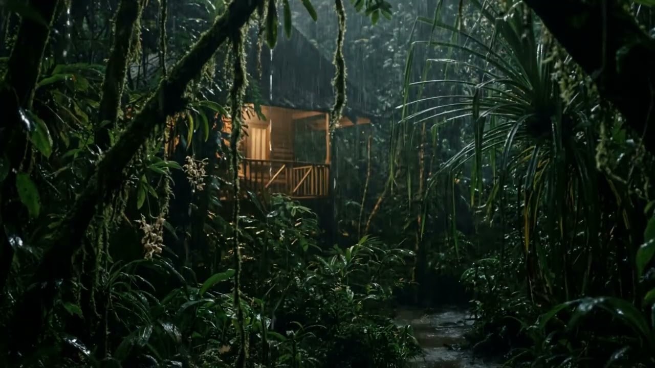 Soft Rain Sounds Around a Forest Cabin | Sleep Instantly & Relax Deeply