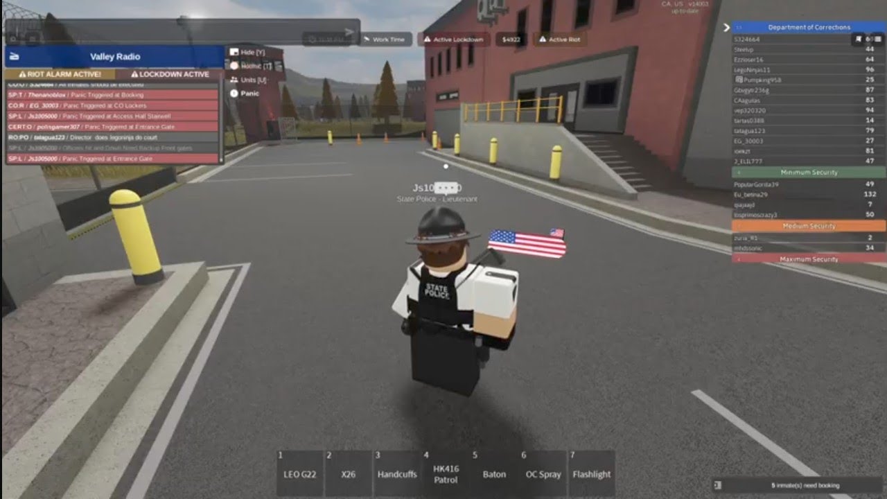 Roblox Valley Prison Ep 11 Patroling as State Police [New Patrol Rifle] Roblox -later on Swat intact