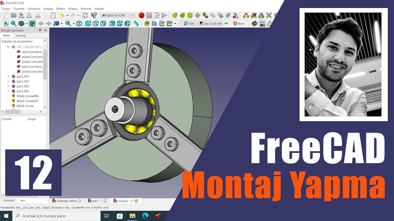 FreeCAD Montaj Yapma #12 | Freecad Assembly Tutorial for Beginners (Turkish)