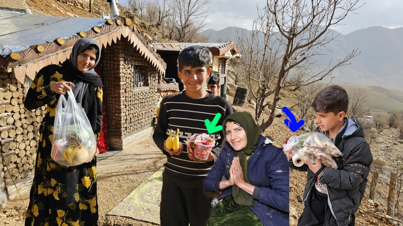 A nomadic mother's resilience in building a mountain shelter in harsh conditions