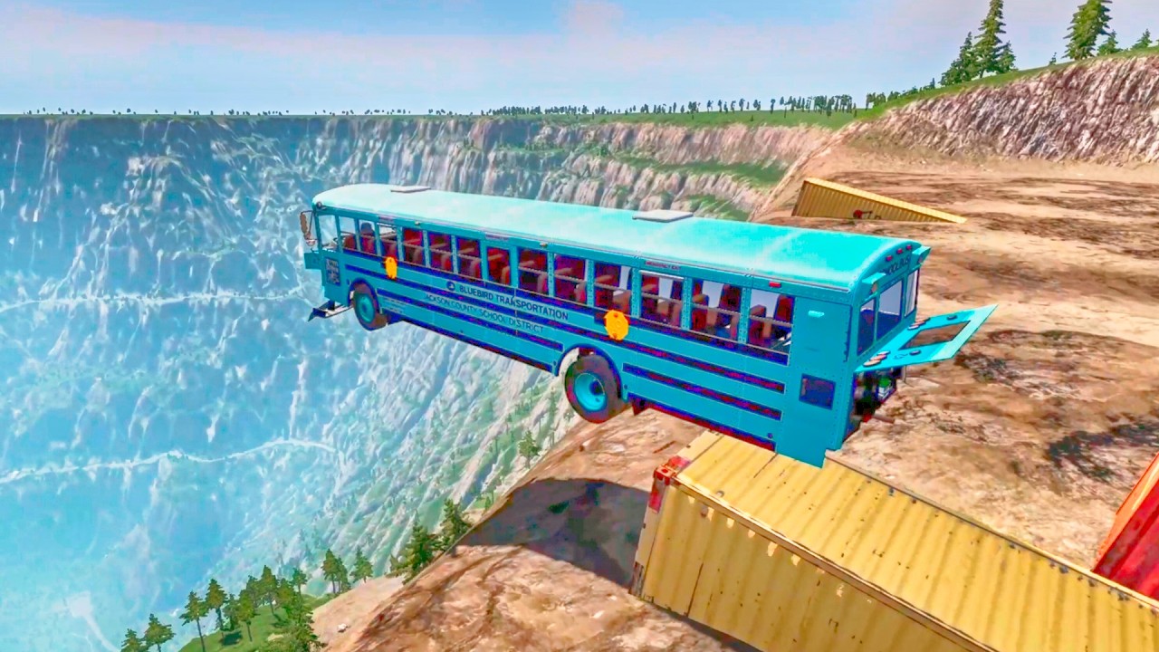 Top 50 Yellow School Bus Crashes &ndash; BeamNG Drive Bus Jumps & Crash Madness