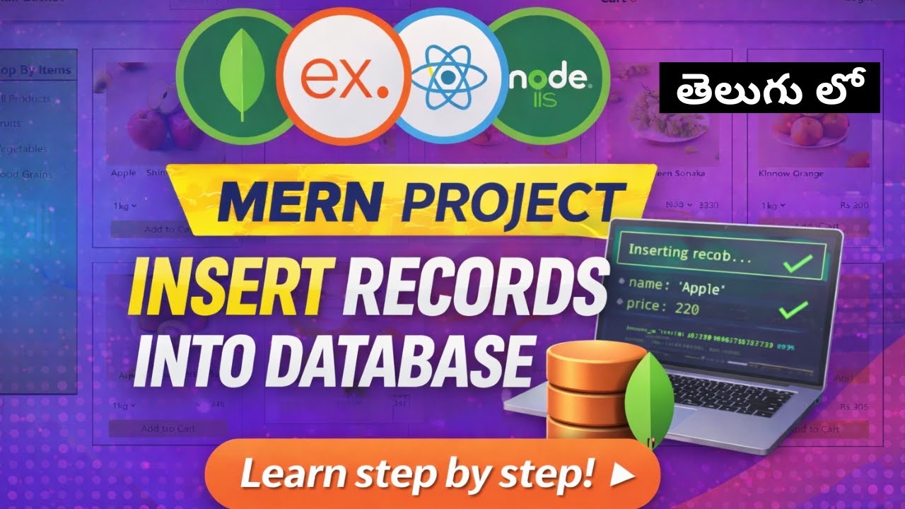 4. Insert Record into Database || MERN Grocery app Tutorial in Telugu