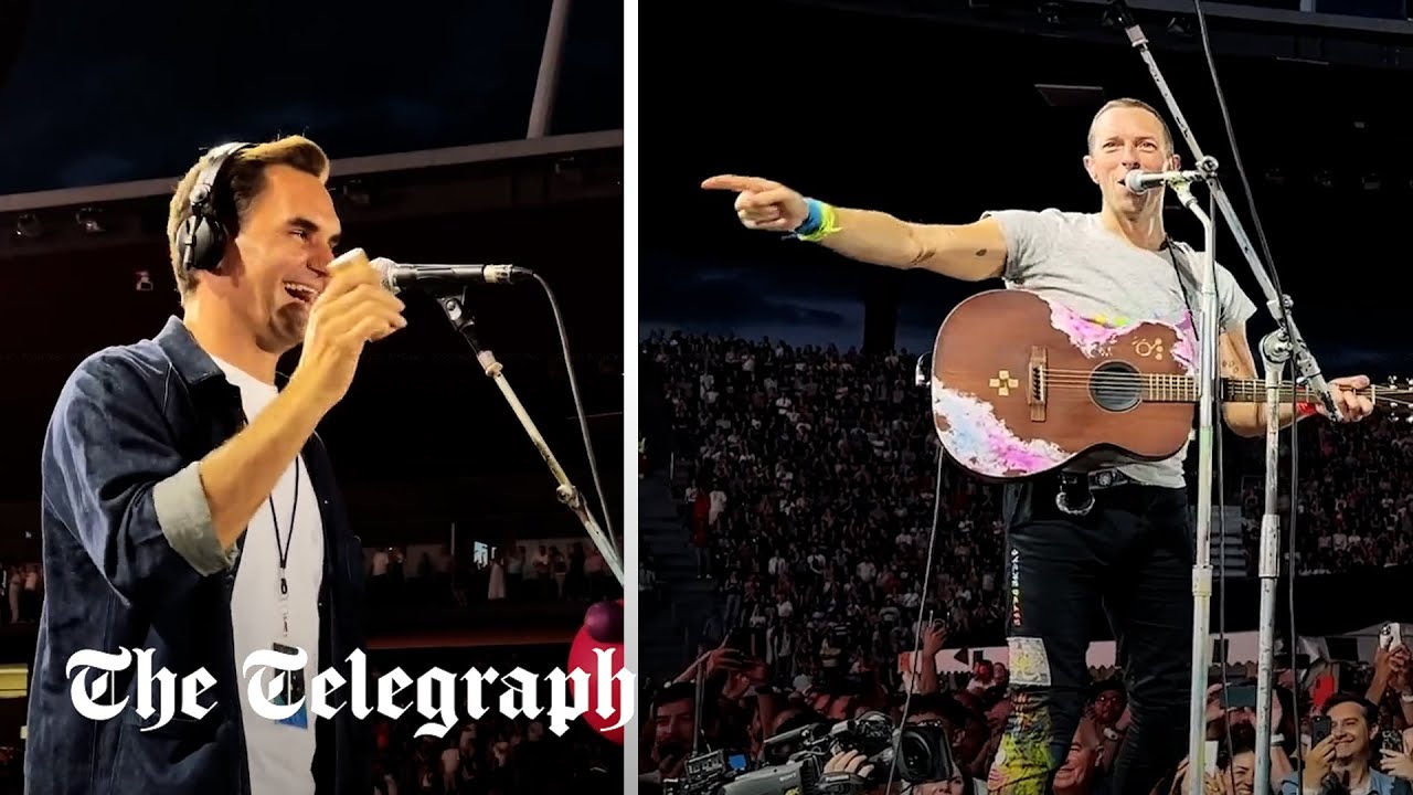 Roger Federer proves a cool shaker as he performs with Coldplay