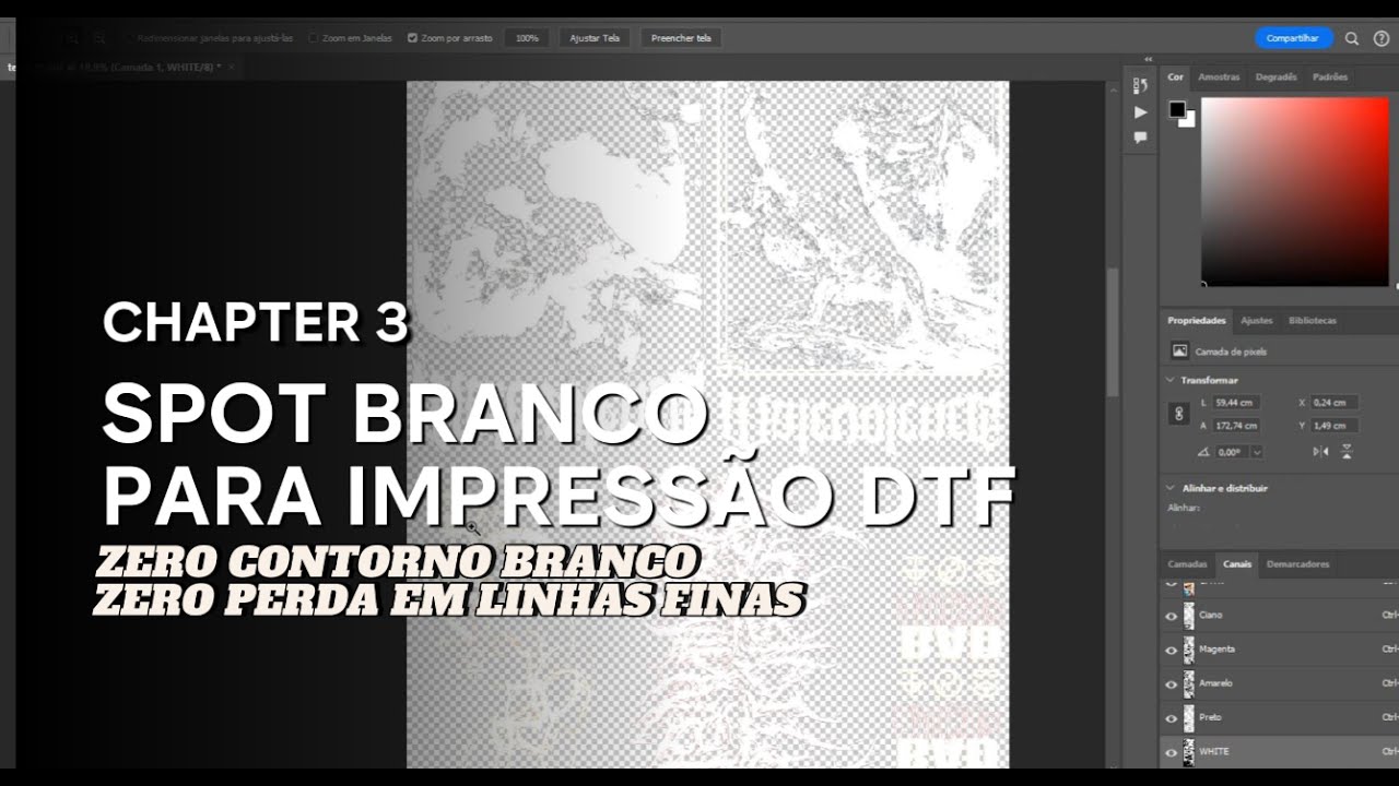 Como criar o SPOT BRANCO - Photoshop para DTF Aula 3 (Para Impressor)