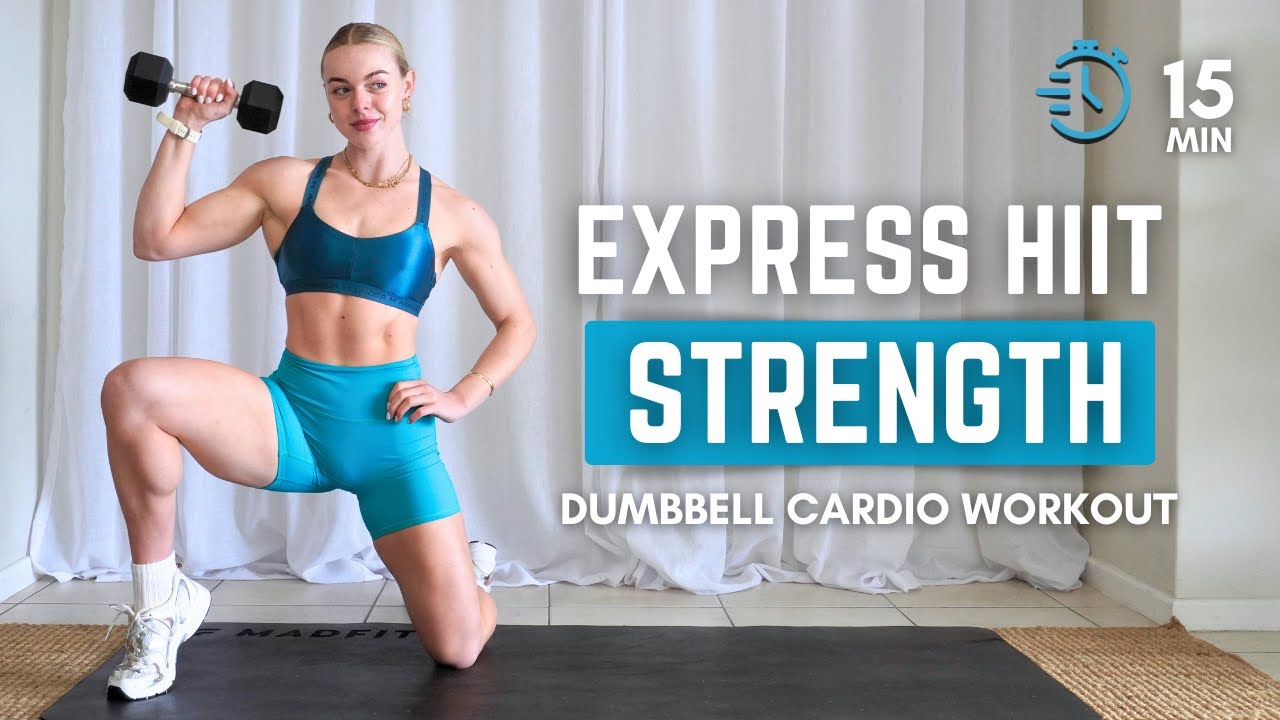 15 Min Strength HIIT Workout with Dumbbells | Quick & Effective Full Body Cardio for Muscle Gains
