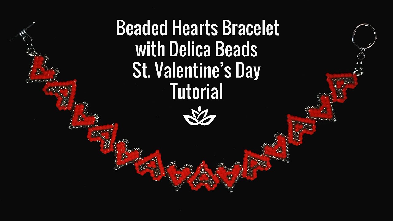 Beaded Hearts Bracelet with Delica Beads 💓 St. Valentine`s Day 💓