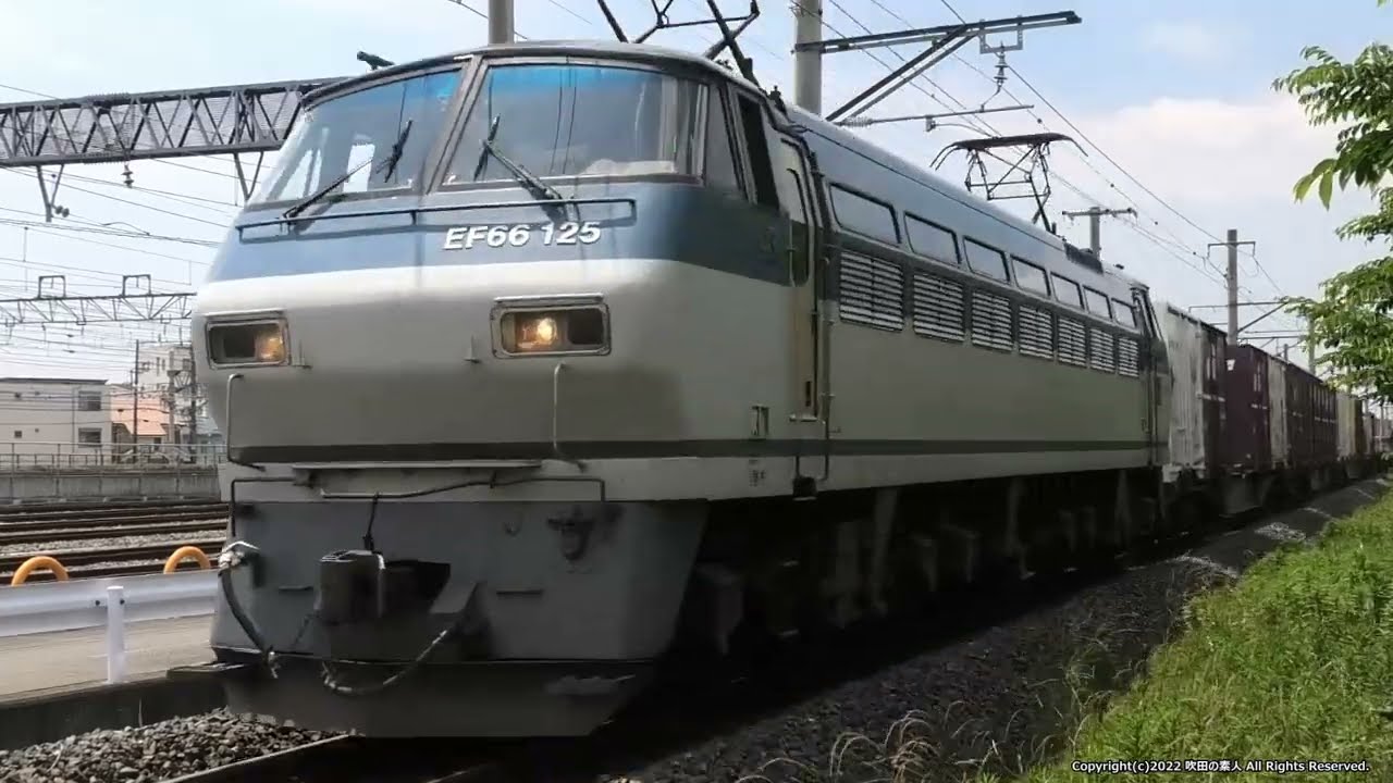 《JR貨物》 吹田タからEF66 125号機が牽引する74ﾚ貨物列車を撮影（R4.5.28）
