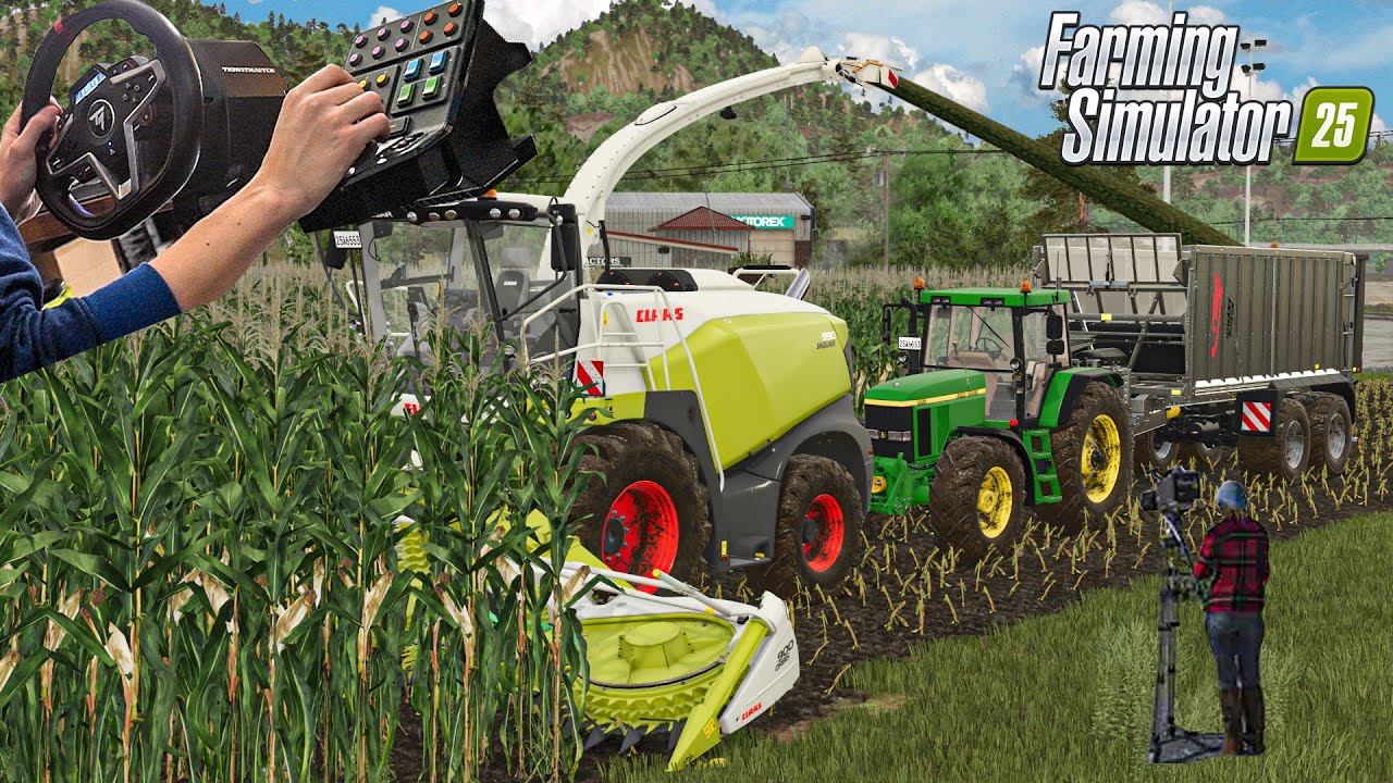 FS25- Геймплей с рулевым управлением при уборке кукурузы на силос | Реалистично в FS25