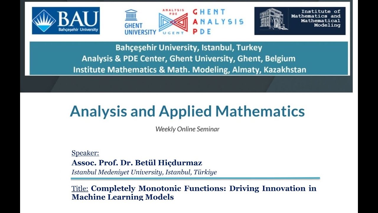 AAM Seminar - Completely Monotonic Functions: Driving Innovation inMachine Learning Models