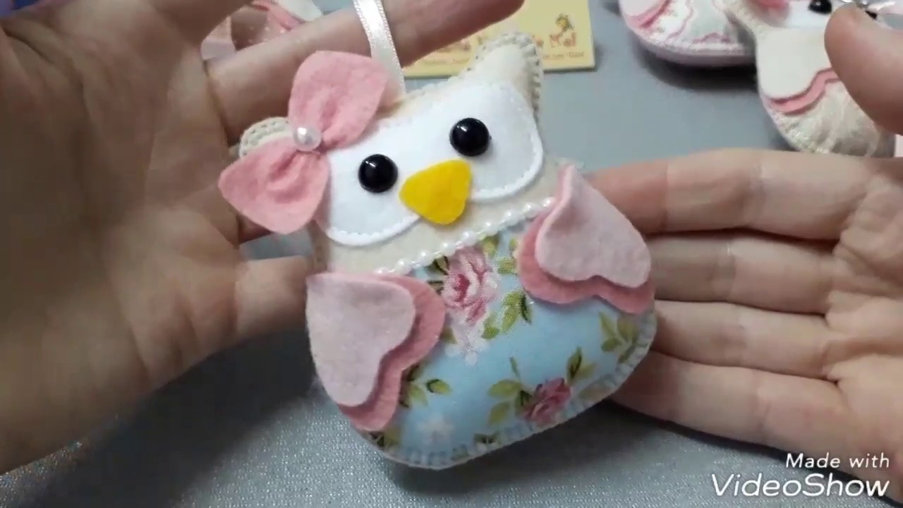 DIY Chaveiro corujinha de feltro costurado à máquina