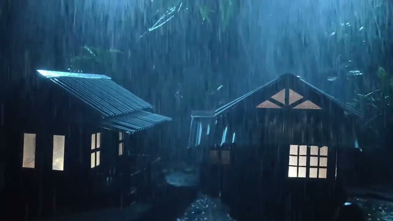 No Ads Rain Sounds for Sleeping - ASMR Relentless Rain on Tin Roof for Severe Night Insomnia