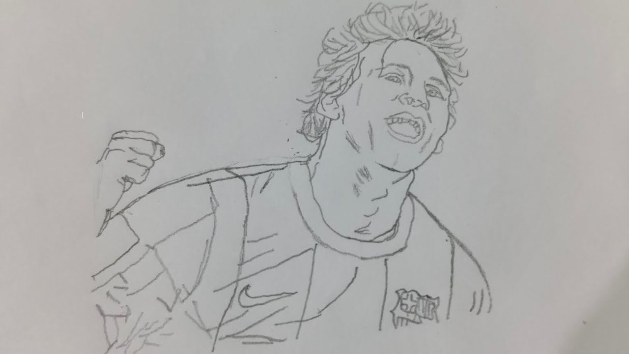 Lionel Messi Pencil Sketch | Step by Step Drawing Process