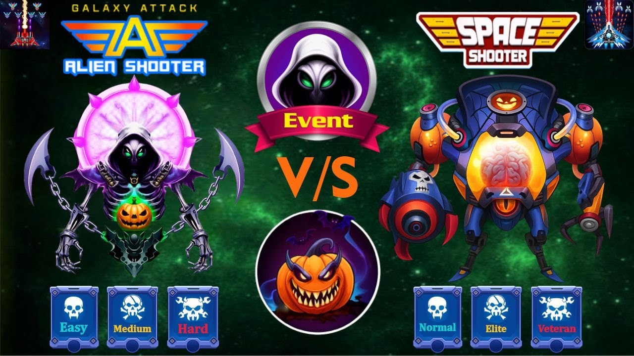Galaxy Attack: Alien Shooter vs Space Shooter Halloween Event | Boss Battle Comparison 2025 | Apache