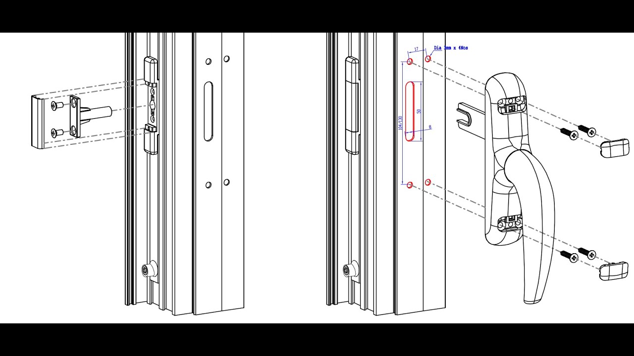 Fork & Pin fixing details in Multi-point locking handle 9226764251