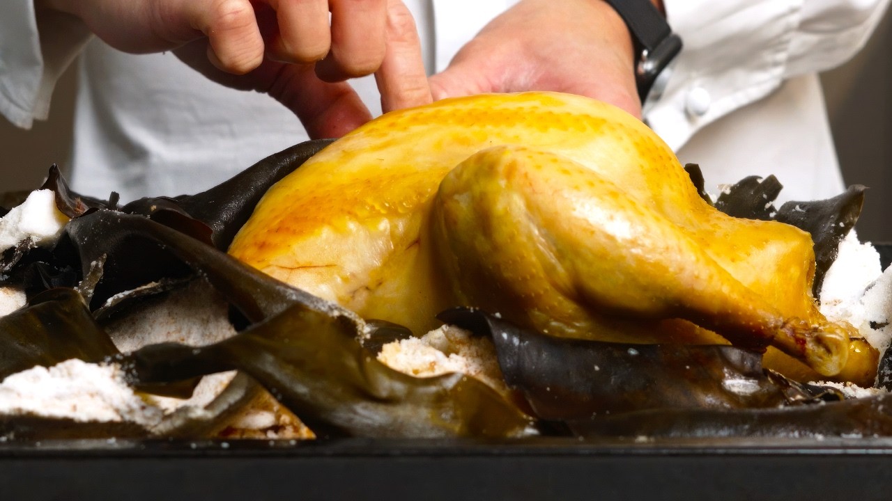 Dashi Marinated Salt Crusted Chicken