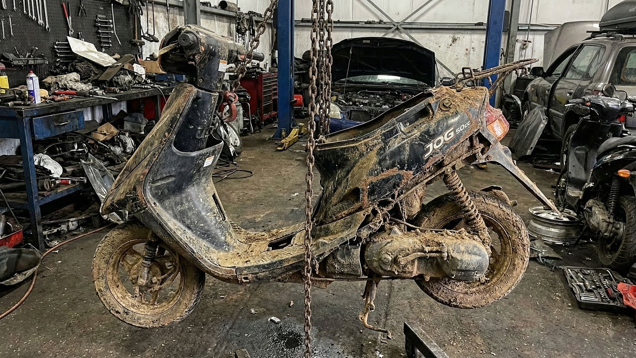 Восстановление мотоцикла Yamaha JOG 50cc за 300 долларов | Полная переборка 2-тактного двигателя ...