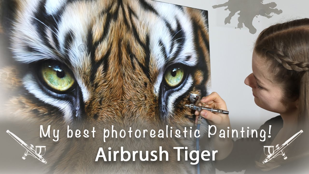 Photorealistic Tiger painting - Freehand Airbrush technique