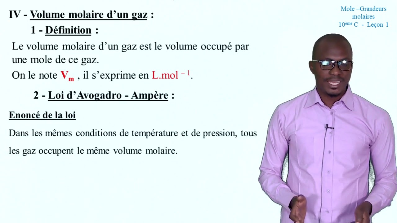 10è Chimie leçon1 La Mole et Grandeurs Molaires