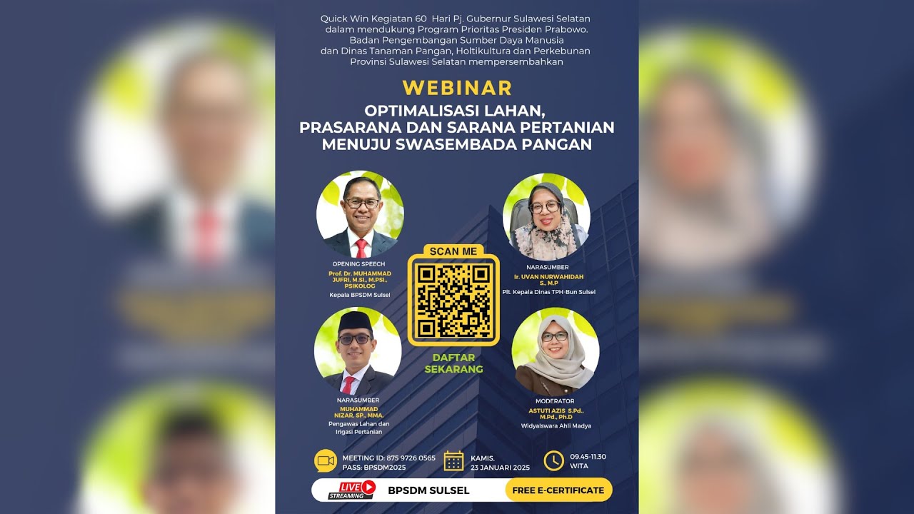 WEBINAR ASN ADAPTIF 2025#26 : OPTIMALISASI LAHAN, SARPRAS PERTANIAN MENUJU SWASEMBADA PANGAN