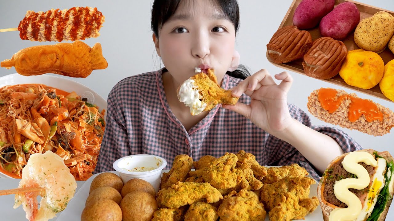 다이어트 전 최후의 만찬 폭식😡🔥뿌링클치킨,쫀득구황작물빵,읍천리불고기샌드위치,로제마라샹궈,명랑핫도그 핫붕 등 | 먹방브이로그