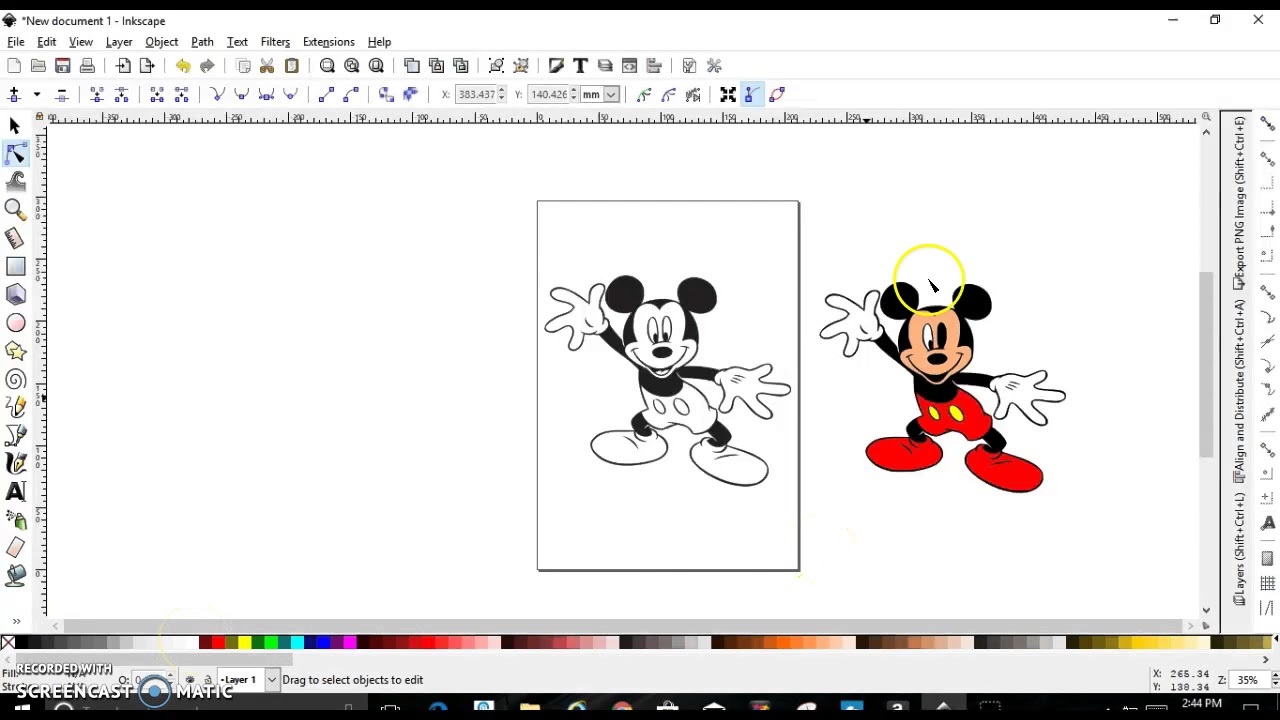 Tracing in inkscape