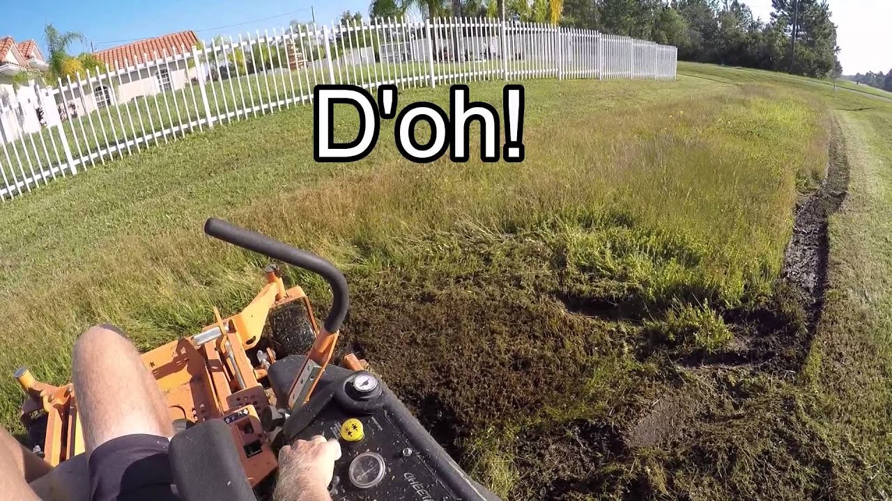Mowing Tall Thick grass 12 - Very wet ditches
