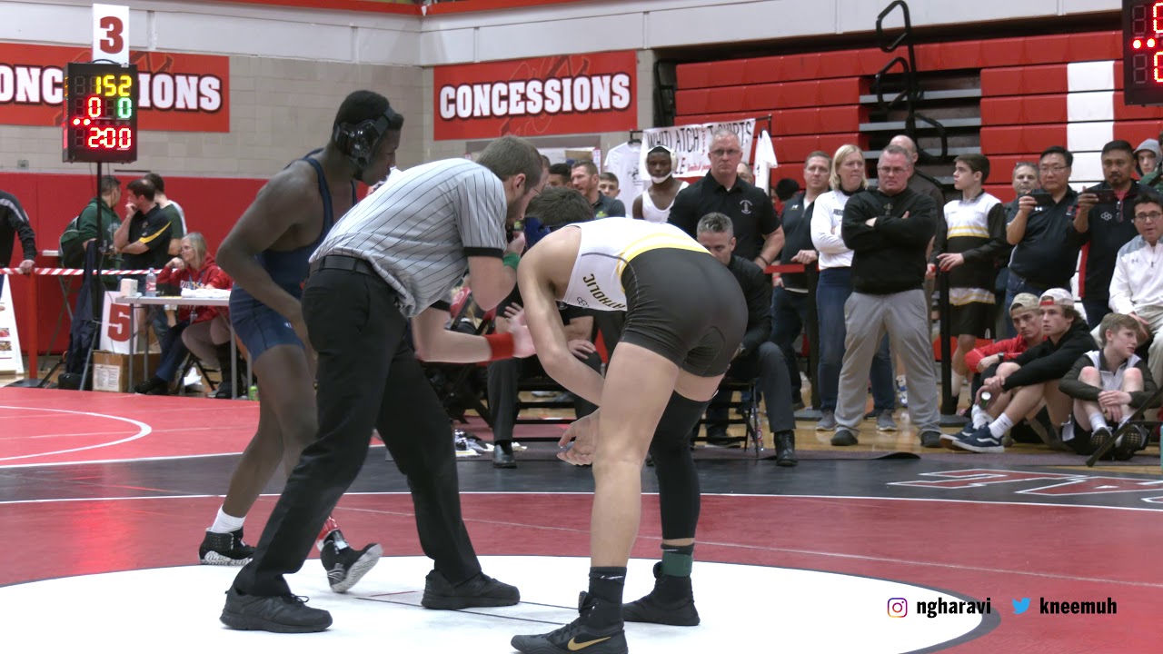 Dean Hamiti, Jr. (Joliet Catholic) vs. Joshua Ogunsanya (OPRF) – 2019 Rex Whitlatch at 152