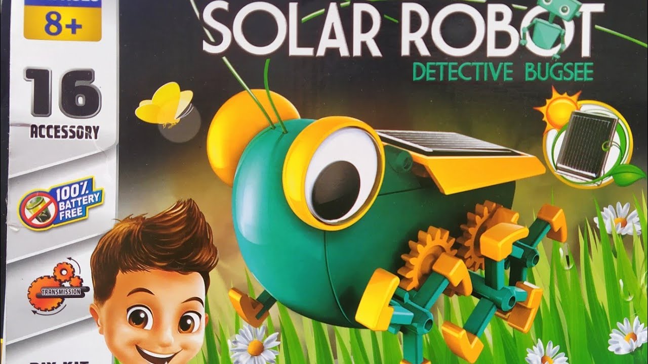 solar robot detective bugsee adjustable shoulder 16 accessory 100z battery diy kit sicience unboxing