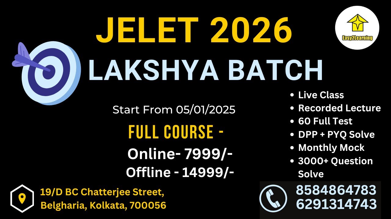 JELET 2026 Lakshya Batch | Online & Offline | By Easy2Learning