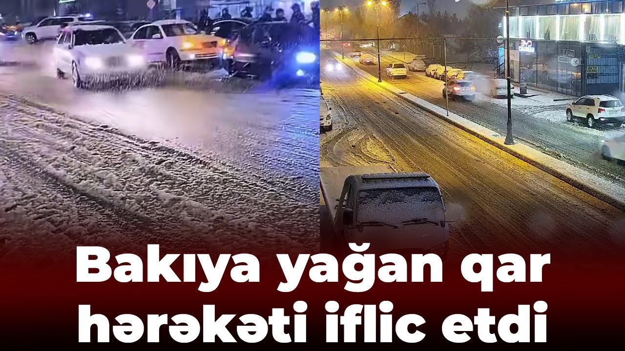 Bakıda qar yolları çətinləşdirir: bir sıra küçələrdə nəqliyyatın hərəkəti məhdudlaşdı