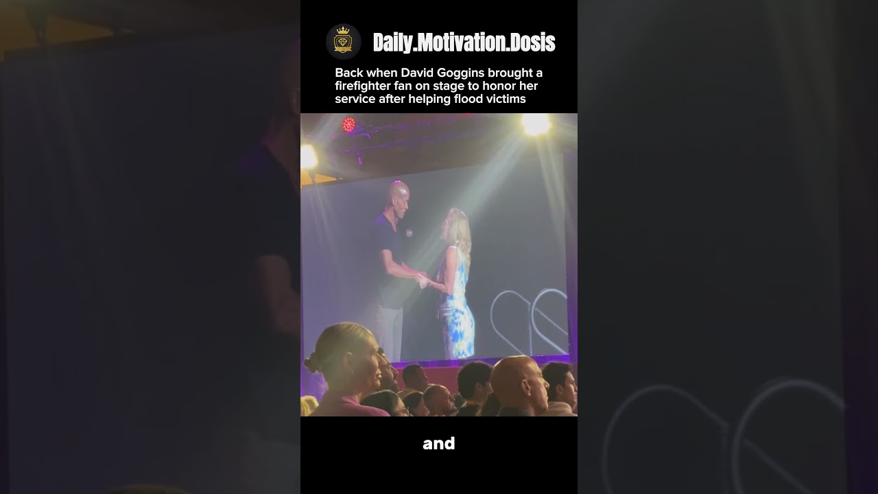 Goggins brought a firefighter fan on stage for her service after she helped flood victims. #goggins