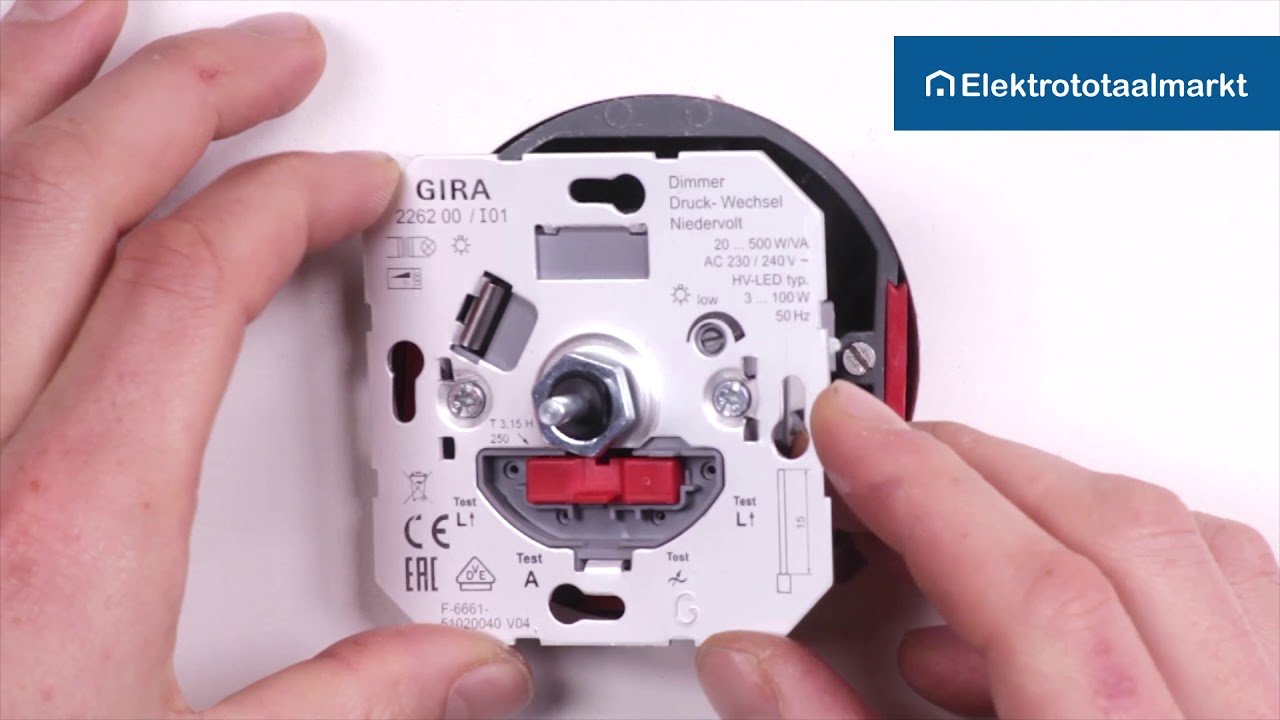 Gira dimmer 226200 in basisschakeling aansluiten - Elektrototaalmarkt.nl
