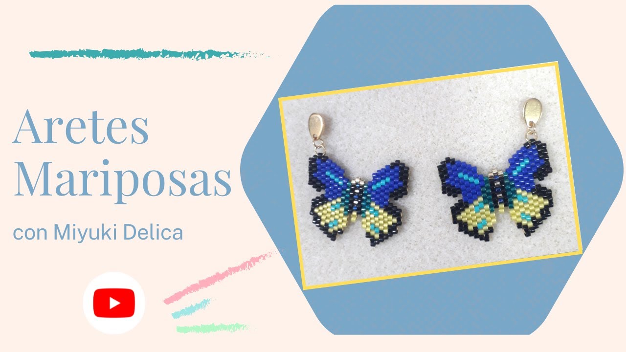 Aretes mariposas en miyuki delica/ mostacilla / Butterfly Earrings/brick stitch/puntada ladrillo