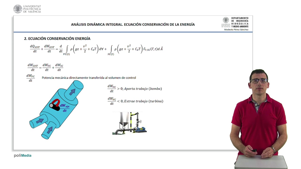 Análisis dinámica integral.  Ecuación conservación de la energía | 42/81 | UPV