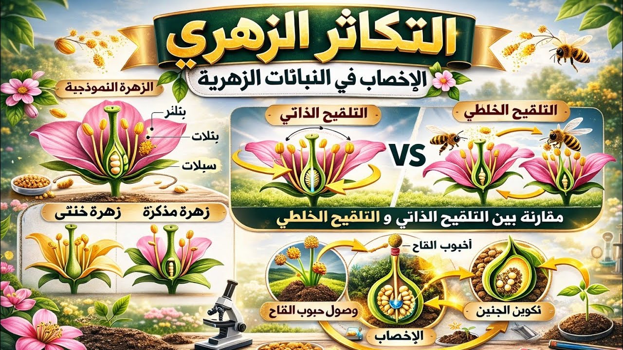 شرح درس التكاثر الزهرى كااااامل علوم 2 إعدادى الترم الثانى 2026